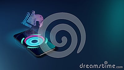 3D rendering neon holographic phone symbol of reply all icon on dark background Stock Photo