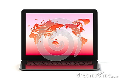 Network world projected on PC screen Stock Photo