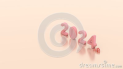 3D Rendering. new year card start to 2024 on the soft color background Stock Photo