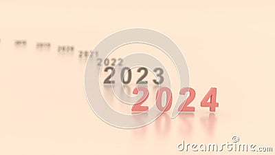 3D Rendering. new year card start to 2024 on the soft color background Stock Photo