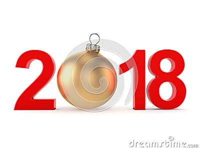 3D rendering 2018 New Year red digits Stock Photo