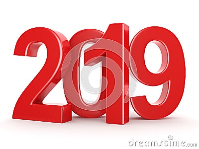 3D rendering 2019 New Year red digits Stock Photo