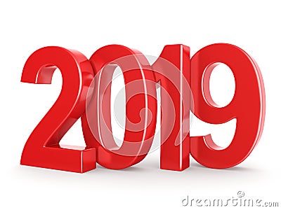 3D rendering 2019 New Year red digits Stock Photo