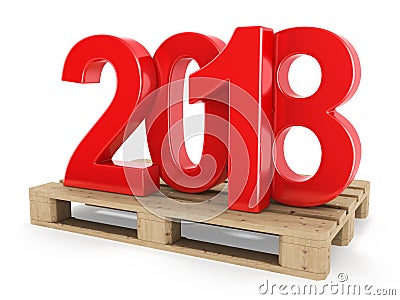 3D rendering 2018 New Year red digits Stock Photo