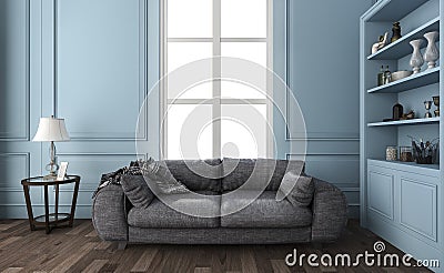 3d rendering nice blue living room with furniture and decorations Stock Photo