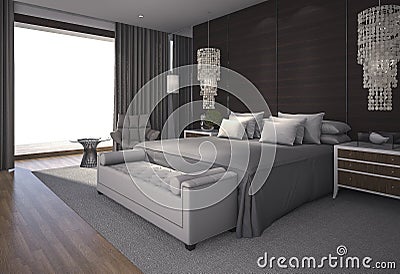 3d rendering nice daylight in beautiful bedroom Stock Photo