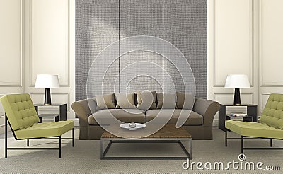 3d rendering nice seat and sofa in bright living room Stock Photo