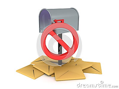 3D Rendering of no more junk mail concept image Stock Photo