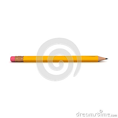 3D Rendering of number two pencil Stock Photo