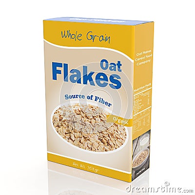 3D rendering of Oat Flakes paper packaging Stock Photo