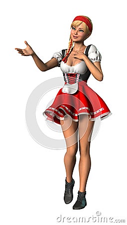 3D Rendering Octoberfest Girl on White Stock Photo