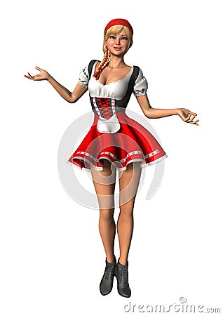 3D Rendering Octoberfest Girl on White Stock Photo