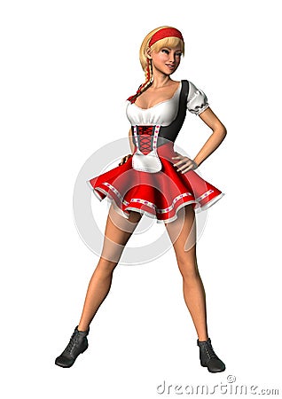 3D Rendering Octoberfest Girl on White Stock Photo