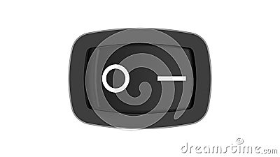 3D rendering of a on off switch black computer model electric mechincal device button on white background isolated. Stock Photo