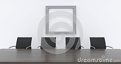 3d rendering of office with chars and empty table with empty poster on wall Stock Photo