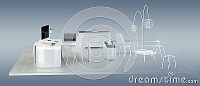 3D rendering office plan Stock Photo