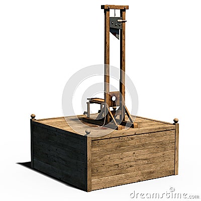 3d-illustration of an isolated old-fashioned guillotine for execution Stock Photo