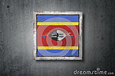 Kingdom of Swaziland flag in concrete wall Stock Photo