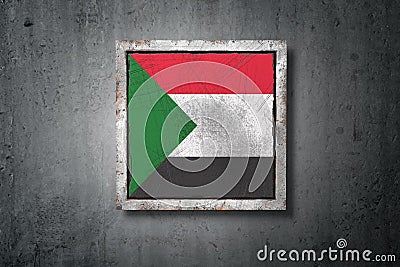 North Sudan flag in concrete wall Stock Photo