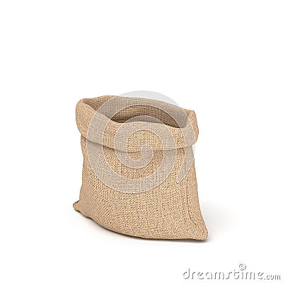 3d rendering of open burlap money bag isolated on white background. Stock Photo