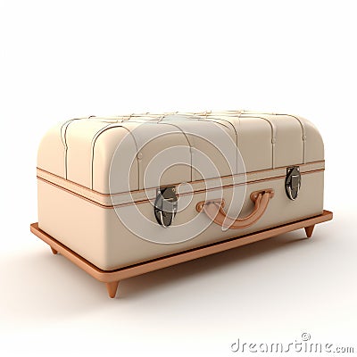 White Suitcase With Leather Cover - Daz3d Style 3d Render Stock Photo