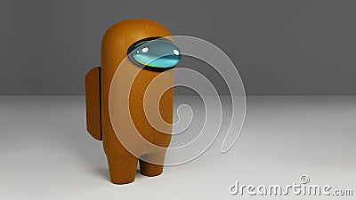 3d rendering of Orange `Among Us` character standing against a white background Editorial Stock Photo