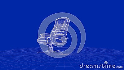 3d rendering of an outline chair object Stock Photo