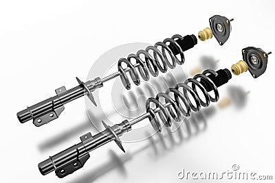 3D rendering. Passenger car Shock Absorber with dust cap, buffer mounting and strut mounting Stock Photo