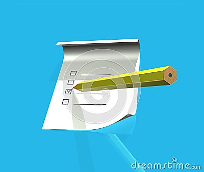 3D rendering of pencil and checklist Stock Photo