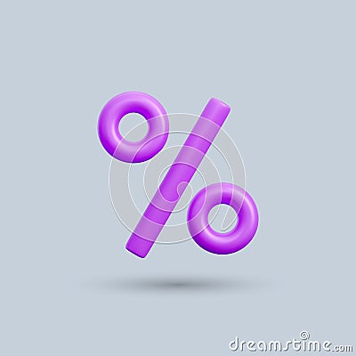 3D rendering percent sign element. Realistic vector percentage icon.Percentage, discount, sale, promotion concept. Vector Vector Illustration