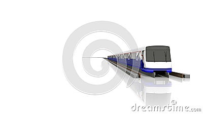 3D Rendering Perspective view of Electric Train and Railway path with reflect on the floor Stock Photo