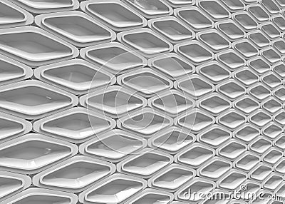3d rendering. perspective view of modern rounded grid shape pattern wall background. Stock Photo