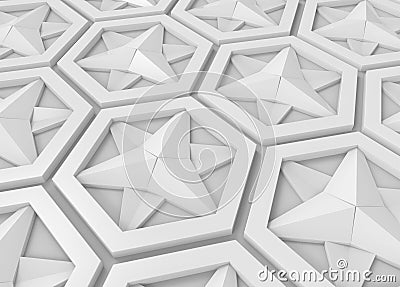 3d rendering. perspective view of modern white star hexagonal pattern background Stock Photo