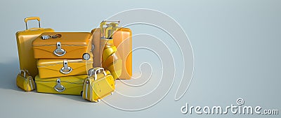 Yellow pile of luggage Stock Photo