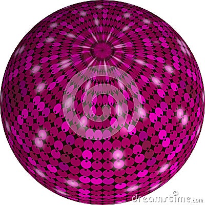 3d rendering of pink disco ball isolated on white background Cartoon Illustration