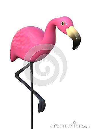 3D Rendering Pink Flamingo on White Stock Photo