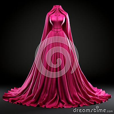 Hyper Realistic Fuchsia Evening Dress With Cape - 3d Render Stock Photo