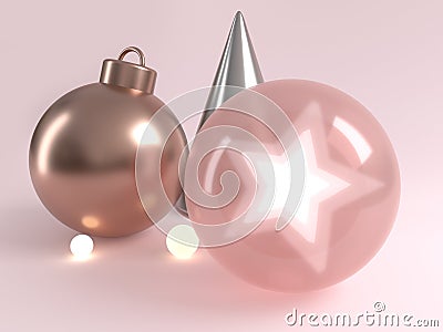 3d rendering pink star light christmas ball decoration holiday concept Stock Photo