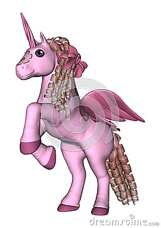 3D Rendering Pink Unicorn on White Stock Photo