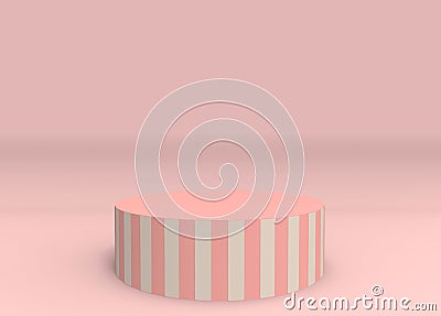 3d rendering. pink and vanilla color circus podium style on copy space background Stock Photo