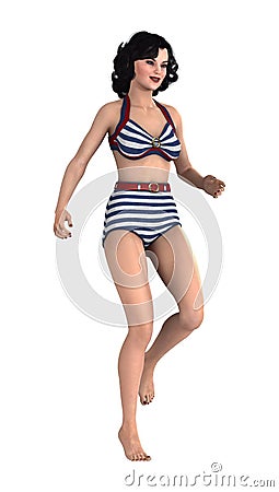 3D Rendering Pinup Girl on White Stock Photo