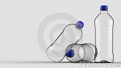 3d rendering plastic bottles on grey background. Ecology problem image Stock Photo
