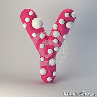 3d rendering of polka dot plasticine handmade font Stock Photo