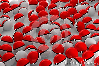 3D Rendering Poke balls, Pokemon game, illustration Cartoon Illustration