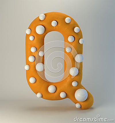 3d rendering of polka dot plasticine handmade font Stock Photo