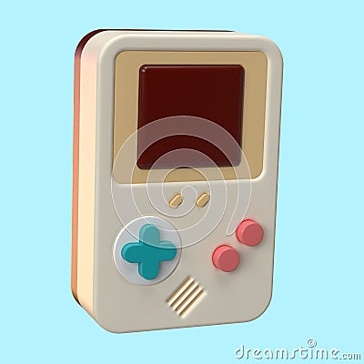 3D Rendering of Portable Video Game Console Icon for Website, Application, and Banner. Retro Portable Video Game Console 3D Stock Photo