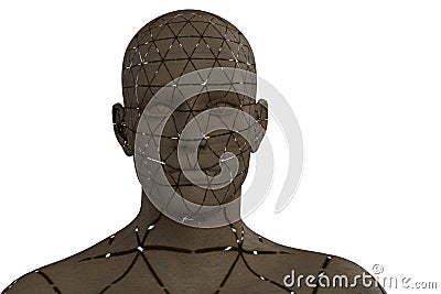 3D rendering of a portrait of a bald man on a white background. Stock Photo
