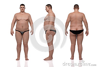 3D Rendering : Portrait of standing male endomorphheavy weight body type Stock Photo