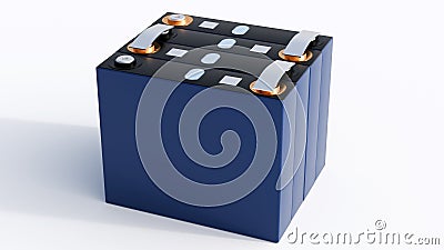3d rendering of array of prismatic battery Stock Photo