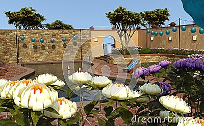 3D Rendering Private Pool Stock Photo